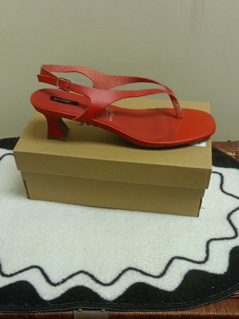 Red Slingback Kitten Heel Sandal for Women